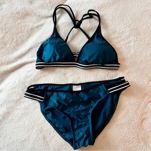 Teal Green and Black Bikini Size Med